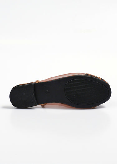 Ballerines plates en résille talon ouvert Leopard