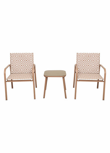 Salon de jardin tressé, 3 pièces Beige