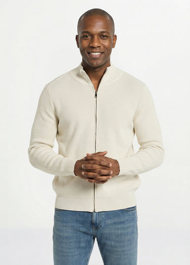 Gilet zippé en maille avec col montant Blanc
