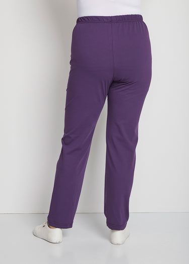 Legging coton stretch taille élastiquée Prune
