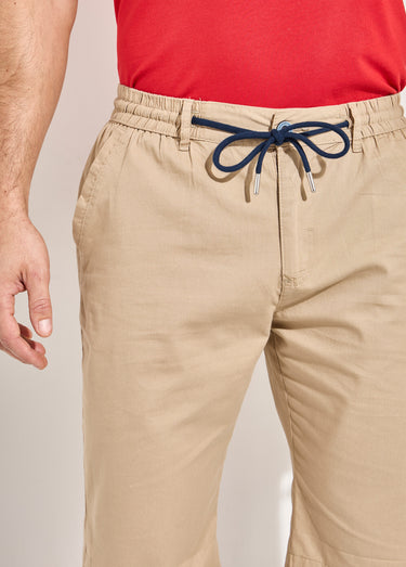 Bermuda coton ceinture élastiquée - lot de 2 Marine/Beige