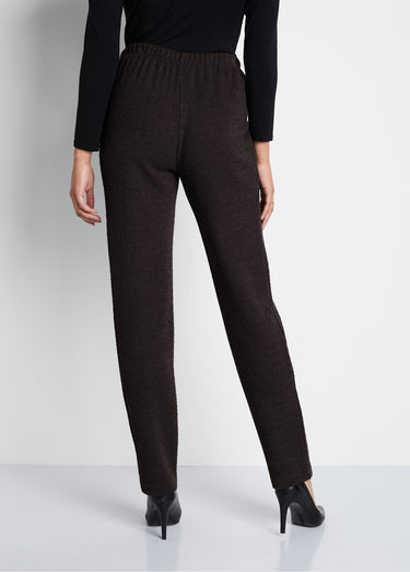 Legging droit ceinture élastiquée avec laine Uni / Marron