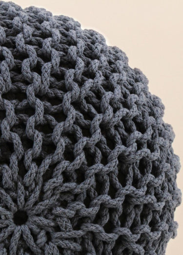 Pouf rond tricoté grosse maille, foncé Gris