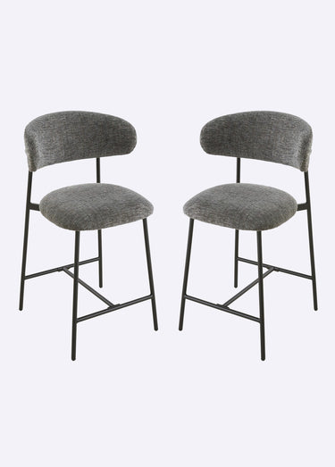 DRACO Tabourets hauts dossier tissu 1G Gris