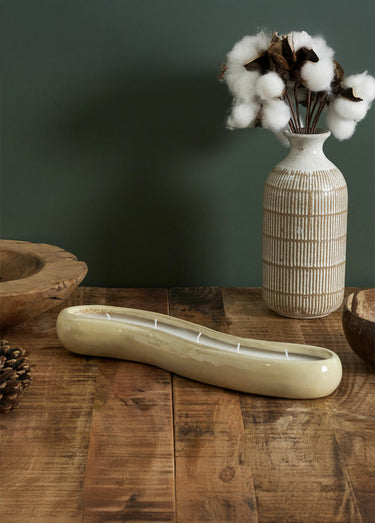 Bougie design en céramique, long 30cm Vert