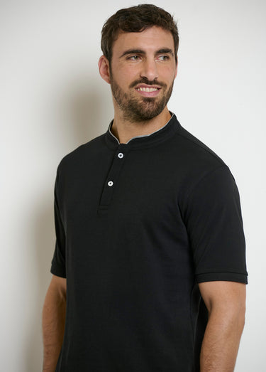 Polo col officier contrastant Noir