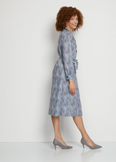 Robe mi-longue boutonnée imprimée Gris