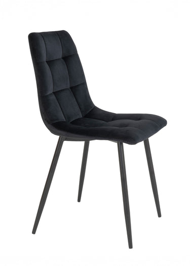 Chaises velours et assise matelassée 3N Noir