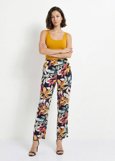 Pantalon imprimé taille élastiquée Fond Marine