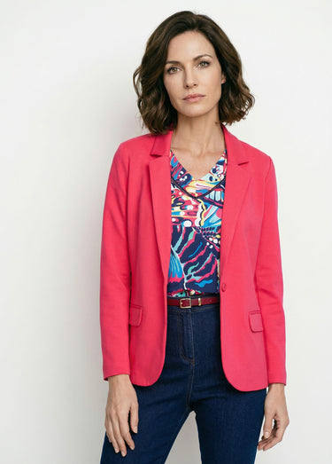 Veste droite boutonnée maille milano unie Rose
