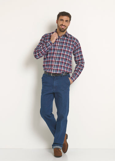 Chemise chaude en flanelle avec carreaux Carreaux Bleu/Rouge