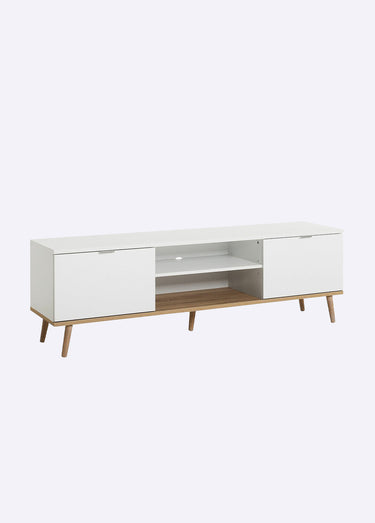 COPENHAGUE Banc TV 2 tons effet chêne Blanc