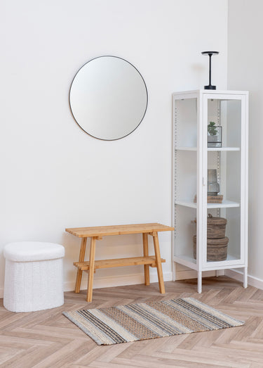 Vitrine 3 niveaux à porte, verre + métal Blanc