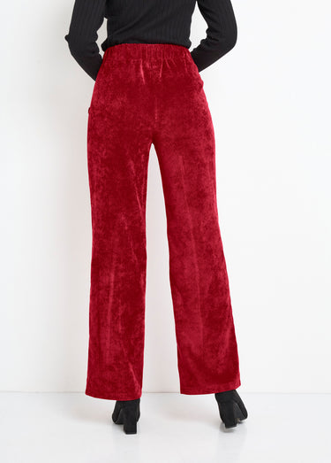 Pantalon large velours milleraies Cassis