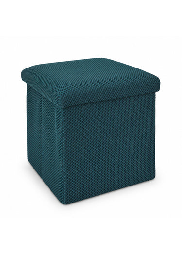 Pouf coffre pliable carré en mesh ATOME Bleu turquoise