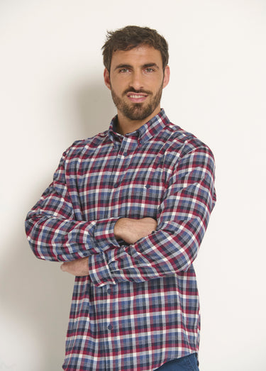 Chemise flanelle extensible à carreaux Carreaux Bordeaux