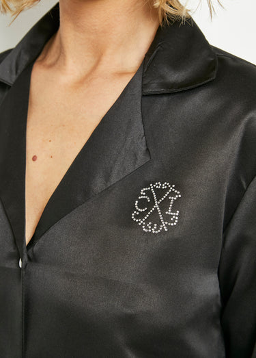 Veste Pyjama chic satin Noir