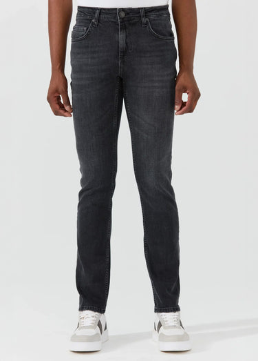 Jean 5 poches en denim, coupe fittée Gris Anthracite