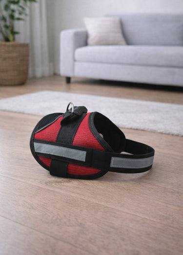 Harnais waterproof chien avec poignée Rouge