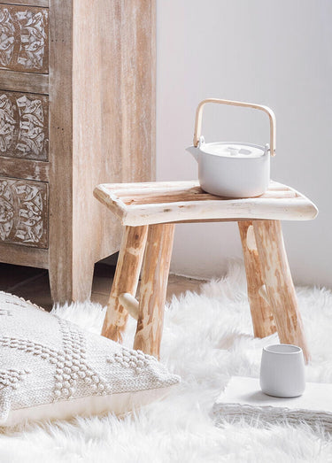 Tabouret en bois de peuplier brut Marron