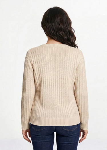 Pull chaud style irlandais col montant Ecru