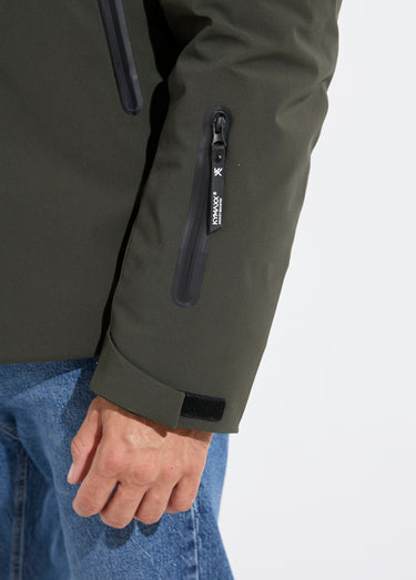 Parka chaude zippée déperlante à capuche Vert Fonce