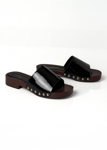 Mules simili cuir vernis, forme sabots Vernis Noir