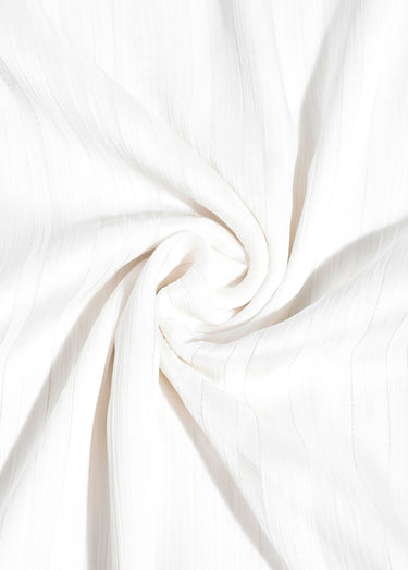 Coupon tissu, voile fil métallisé Blanc