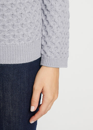 Pull chaud court col montant maille épaisse Argent