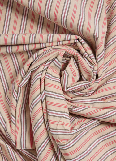 Coupon tissu coton rayures chic, Hendaye Beige