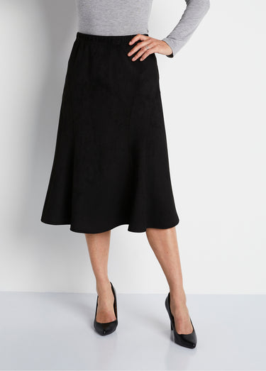 Jupe longue évasée maille suédée Noir