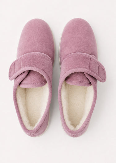 Chaussons scratchés fourrés Rose