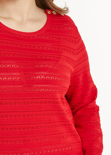 Pull doux col rond manches longues Rouge