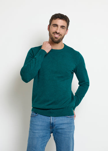 Pull col rond homme maille fine jauge Vert