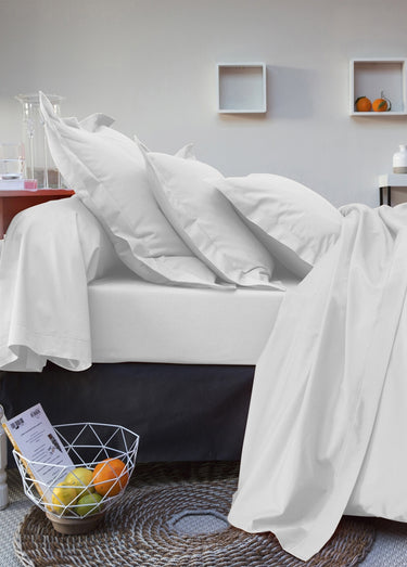 Drap housse pur coton uni, Relax Blanc