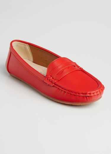 Mocassins plats bride ton sur ton Rouge