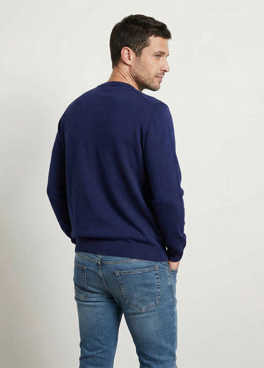 Pull col rond maille caviar coton Bleu