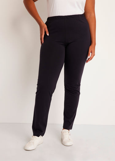 Legging coton stretch taille élastiquée Noir