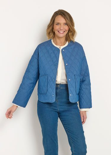 Veste matelassée à pressions en denim Bleu Jean