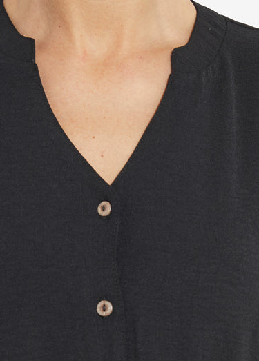 Robe chemisier en crêpe, style ethnique Noir