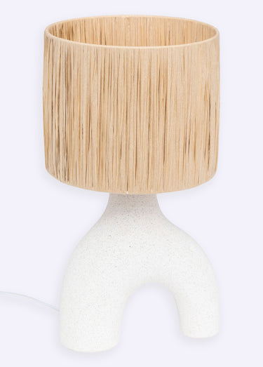 Lampe pied céramique, style organique Blanc