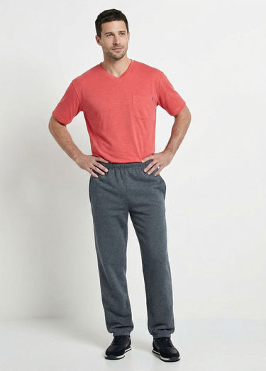 Pantalon jogging molleton bas et taille élastiqués Gris Anthracite