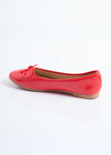 Ballerines vernies plates, petit noeud Vernis Rouge