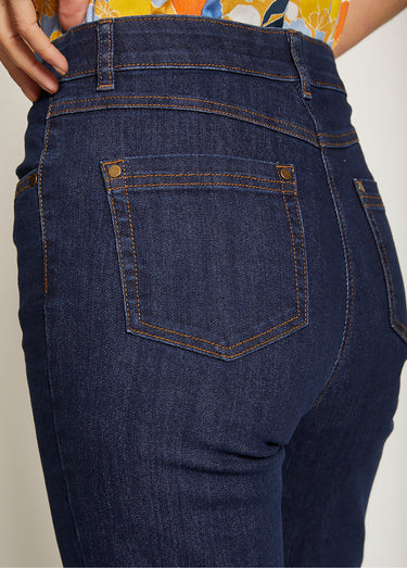 Jean 5 poches ceinture extensible coton stretch Indigo