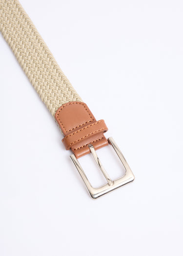Ceinture tressée extensible taille unique Beige