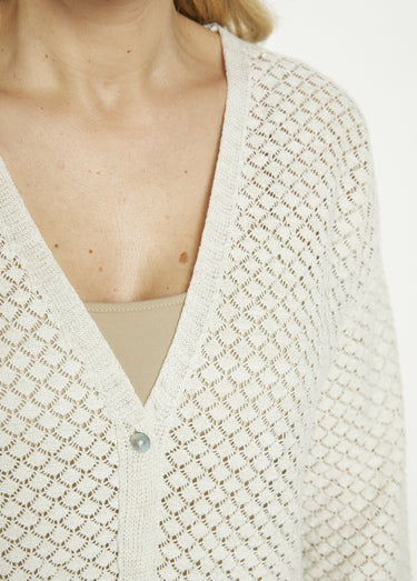 Gilet court boutonné col V manches longues Beige Dore