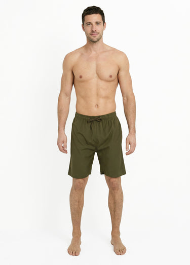 Short de bain taille élastiquée et liens Kaki
