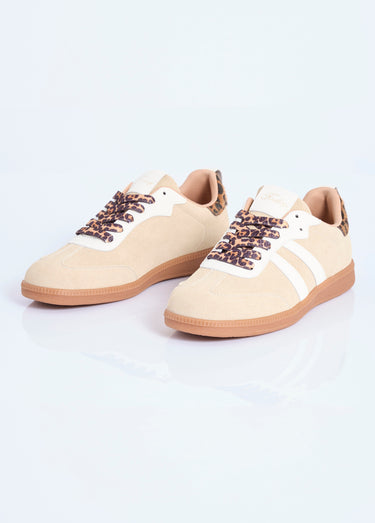 Sneakers en suédine avec détails léopard Beige
