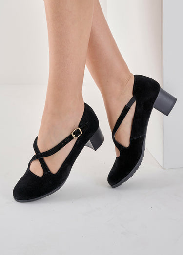 Escarpins à talons largeur confort cuir Noir
