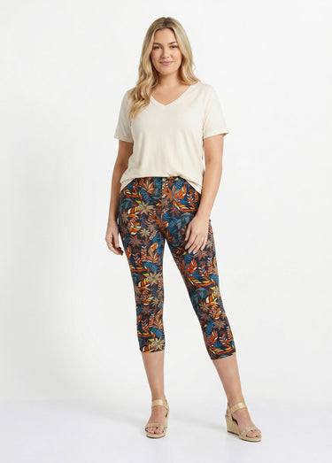 Legging court coton taille élastiquée Imp Fond Noir